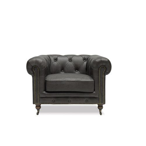Stanhope Chesterfield Armchair - Aged Onyx