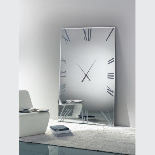Titanium Rectangle Mirrored Clock
