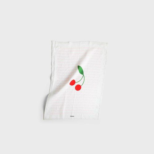 Cherry Printed Linen Tea towel by Lettuce | 100% Linen