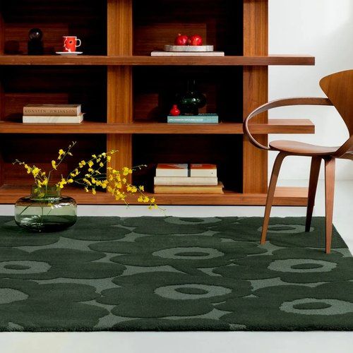 Marimekko Unikko Dark Green Designer Floor Rug