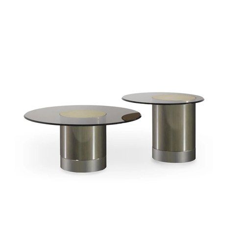 Tau Steel Vetro Side Table