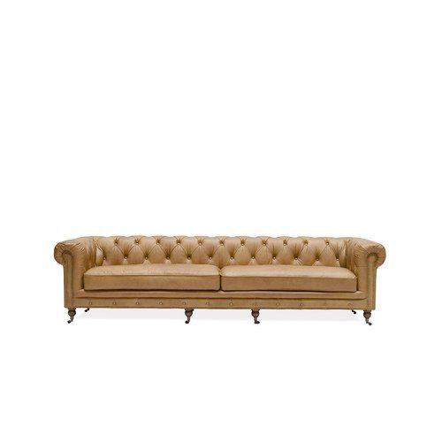 Stanhope Italian Leather Chesterfield - 4 Seat Camel