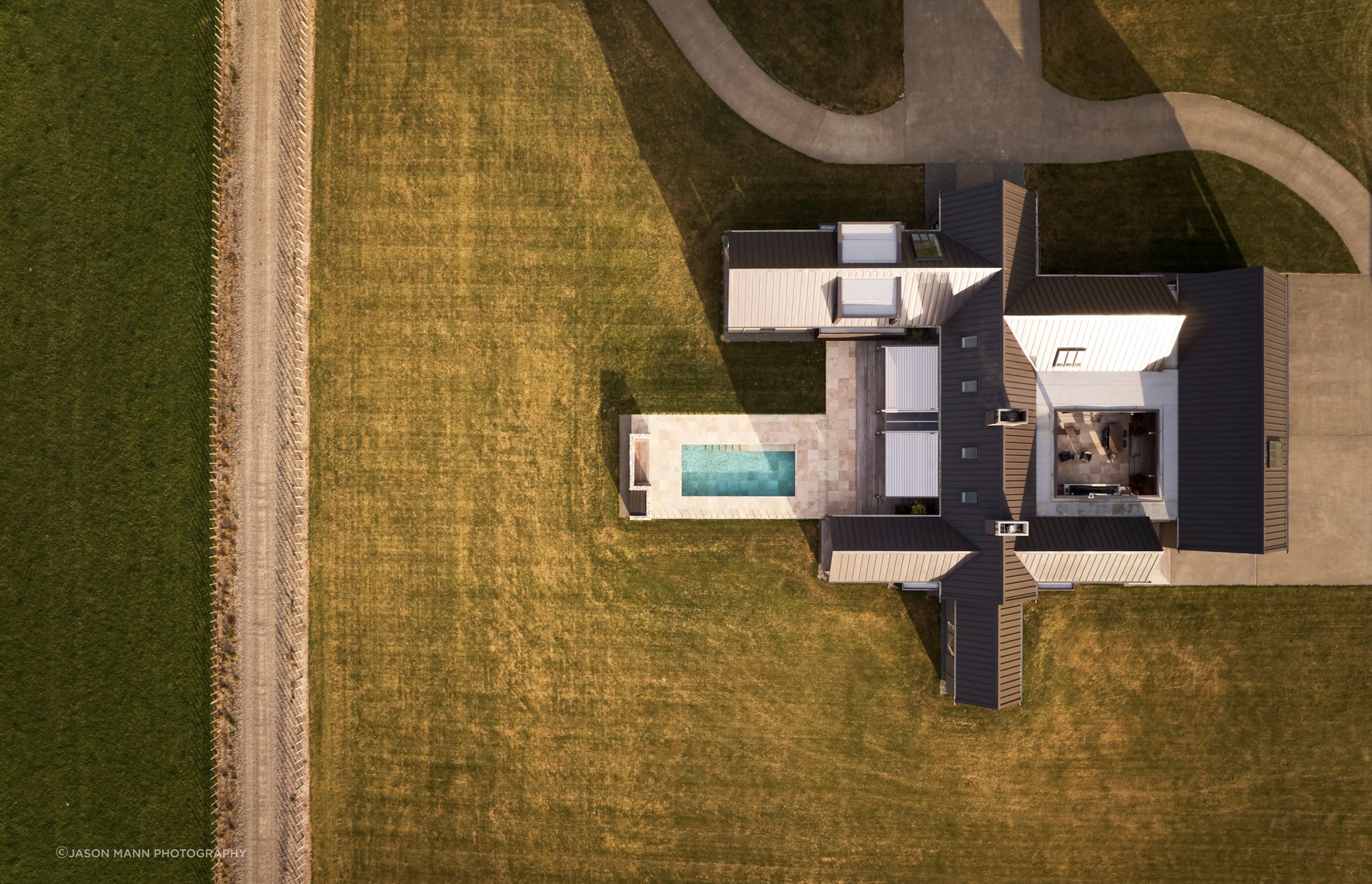 From above, you can see the form of the home protects the internal courtyard,