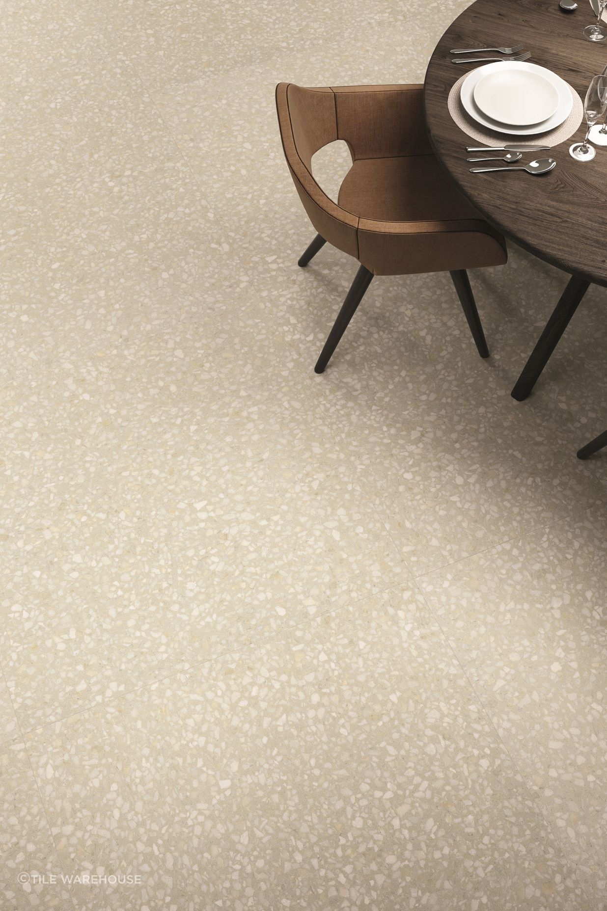 OBI is a contemporary floor tile in a large format, perfect for high traffic areas. Timeless terrazzo tile that offers a distinctive look in size 1000 x 1000mm.