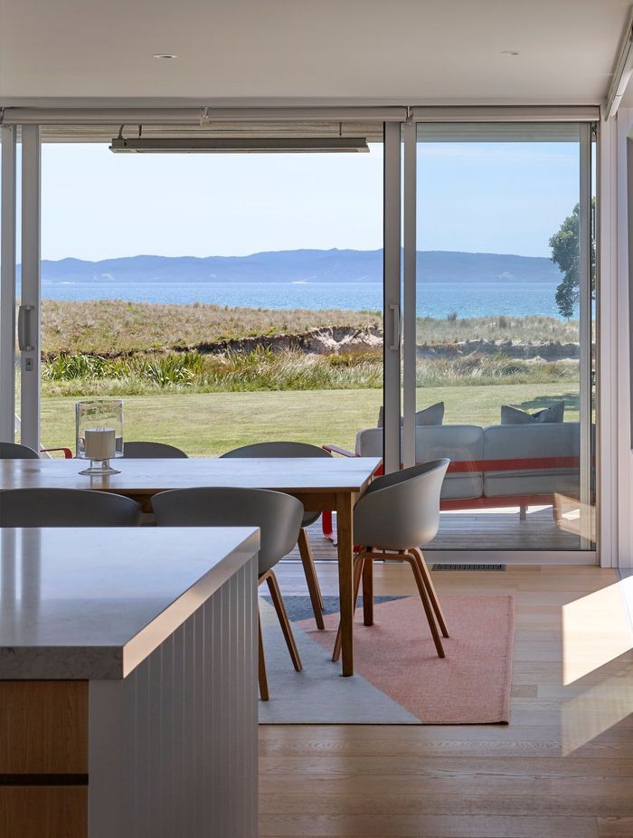 Eva and Kate say they utilised eaves and and overhangs to ensure that spaces don't overheat.