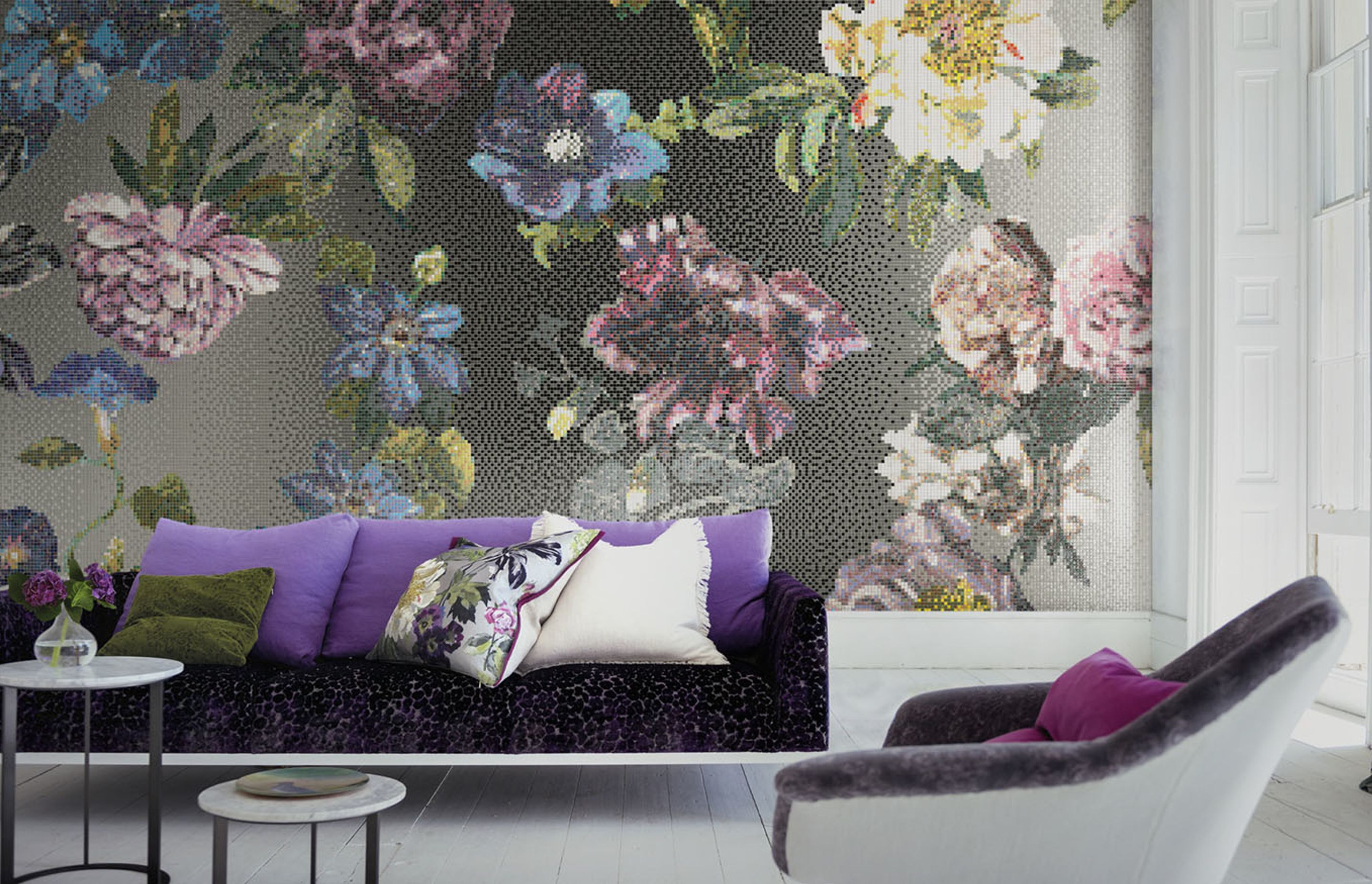 Even patterned interior walls can be created from Bisazza, like the Alexandria design