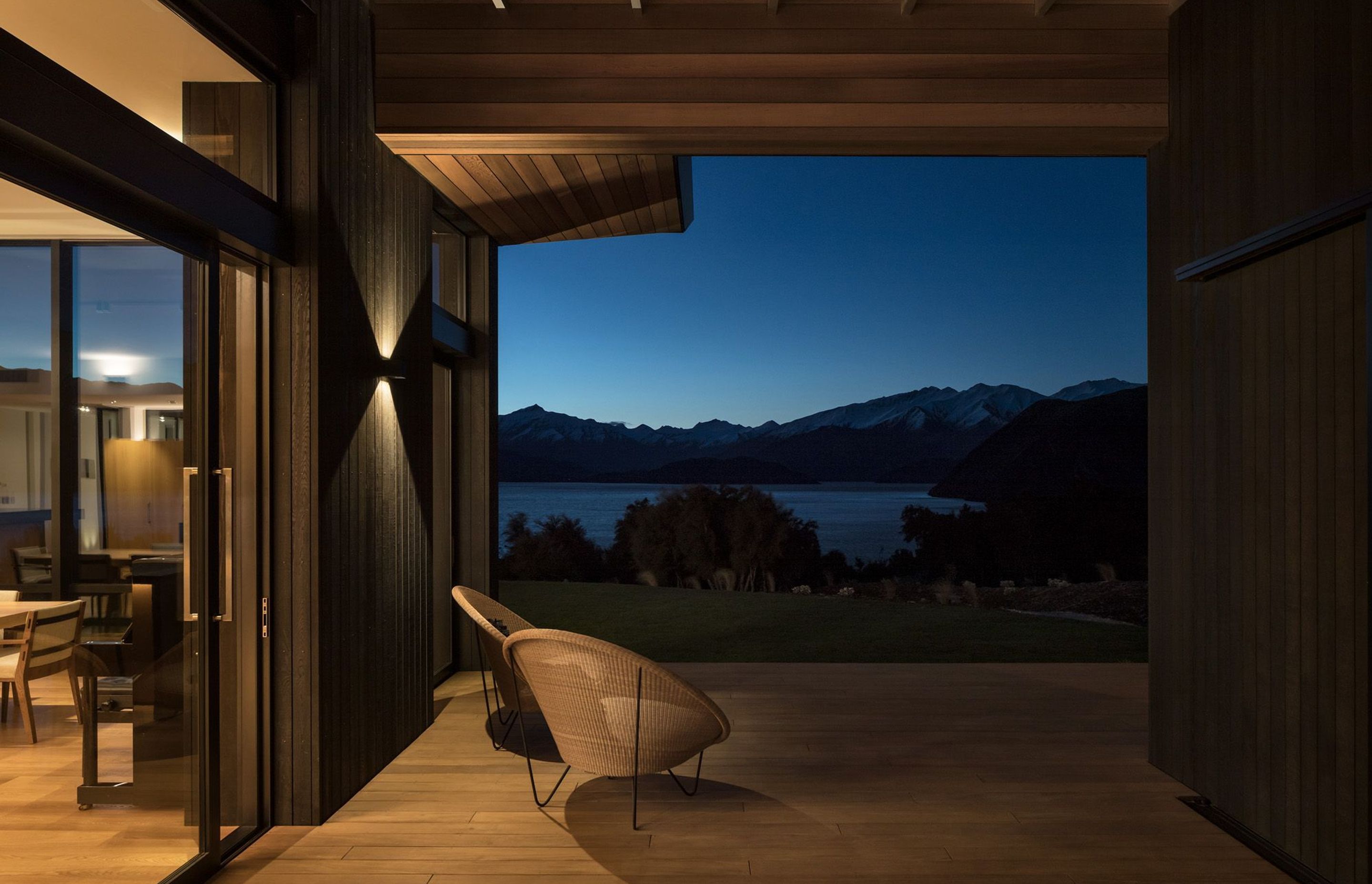 Rooms look through other rooms to capture views beyond.  Corner openings, surface sliders, and pocket sliding doors re-shape rooms to extend their boundaries.