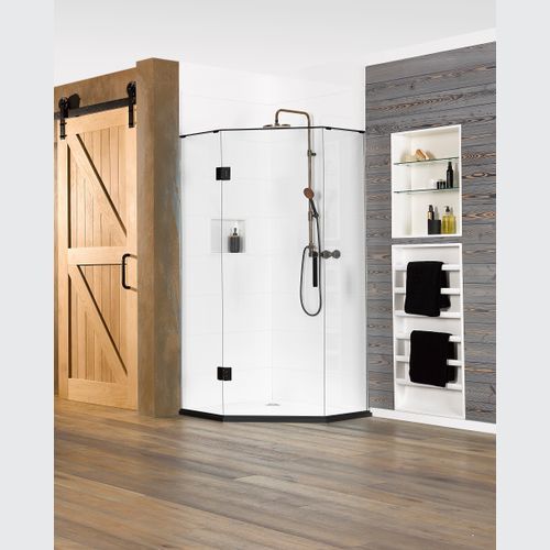 Black Pearl Angle Front Hinged Shower
