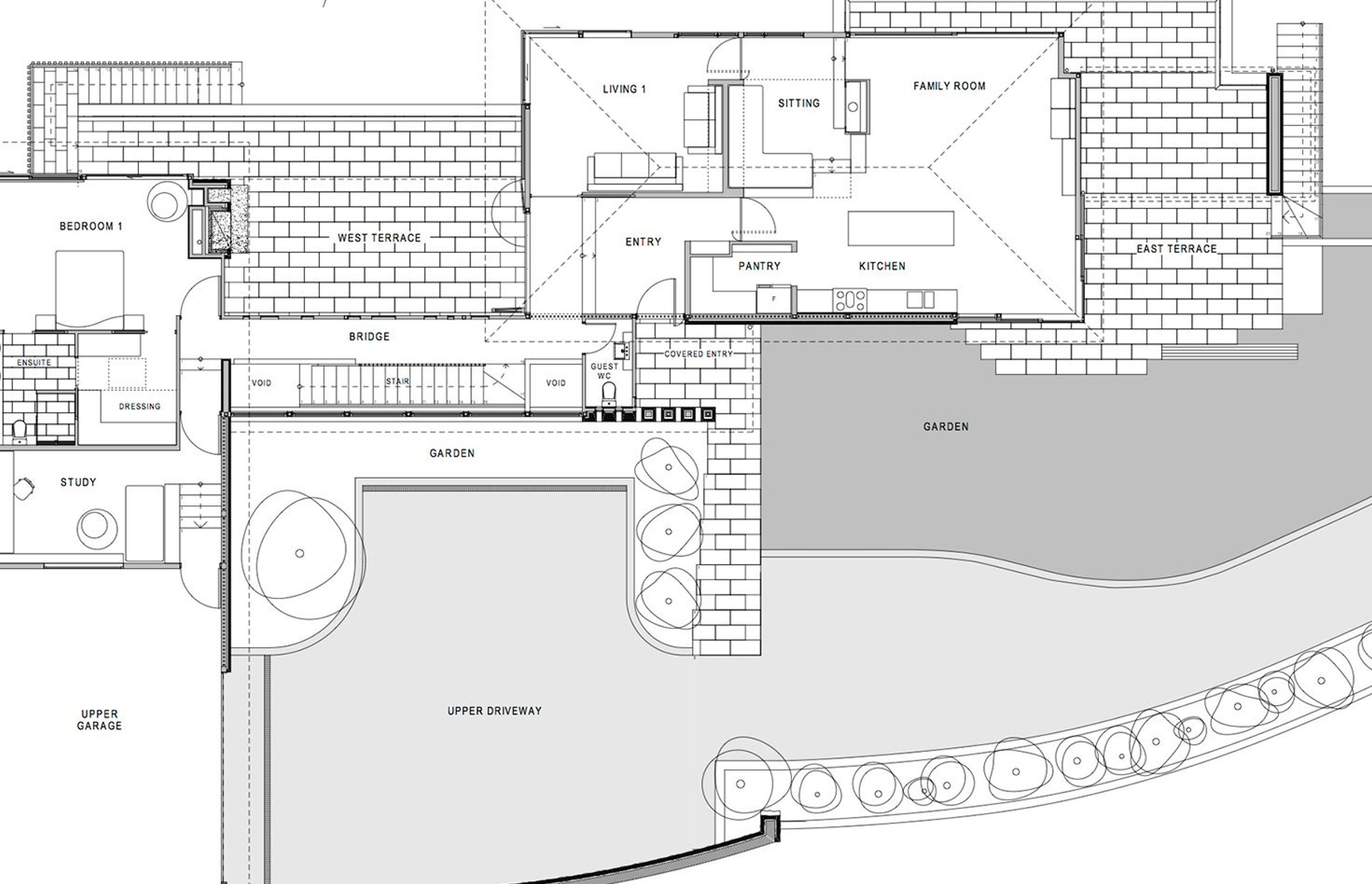 Upper-floor plan by Megan Edwards Architects.