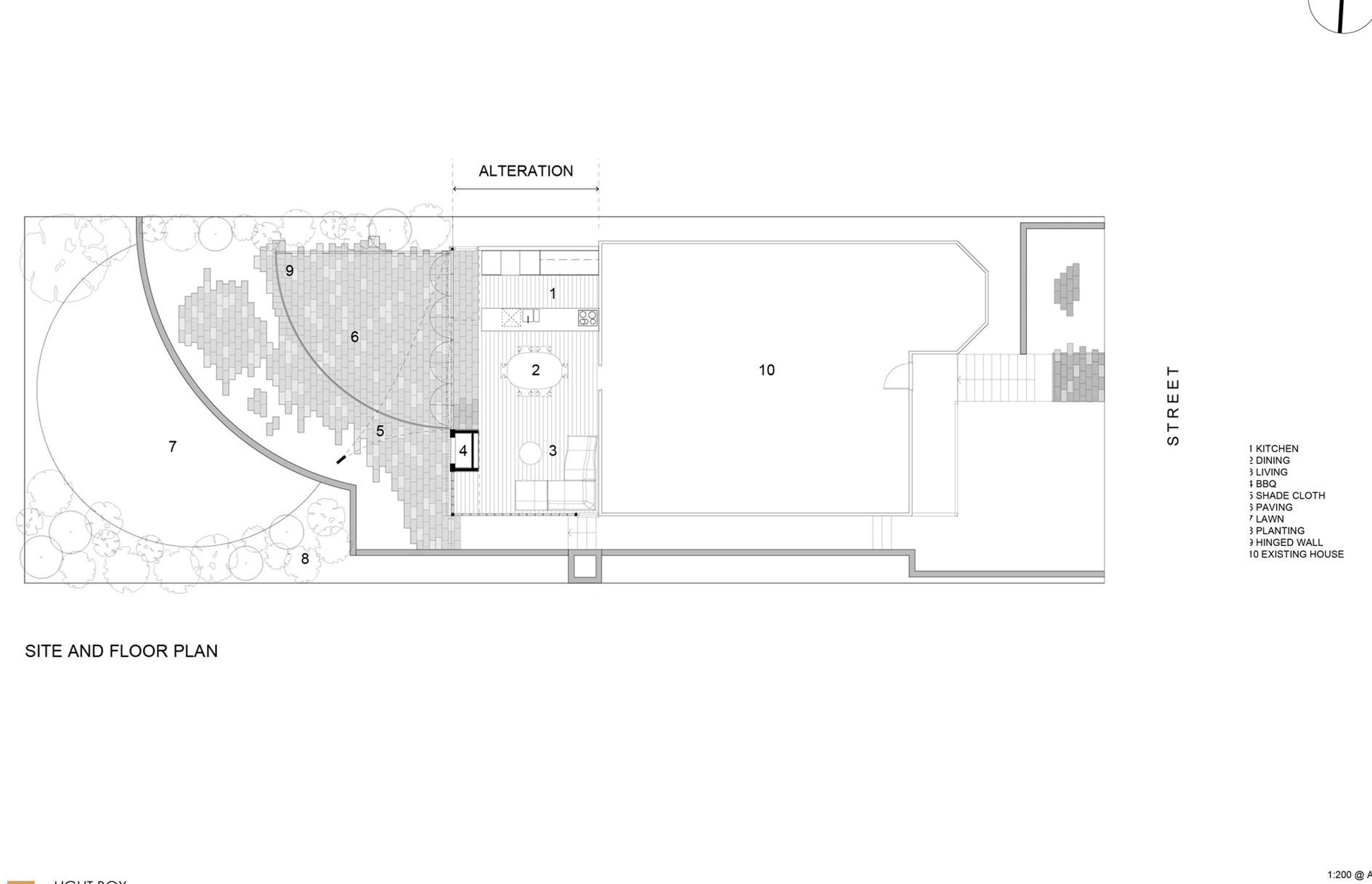 The site and floor plan of the original dwelling showing the recent Lightbox addition.