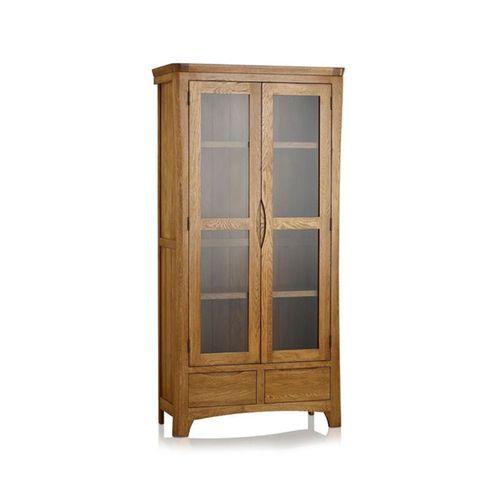 Renwick Rustic Oak Glazed Display/Bookcase Cabinet
