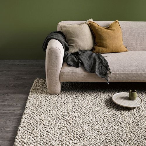 Baya MacKenzie 100% Wool Loop Pile Floor Rug - Fallow