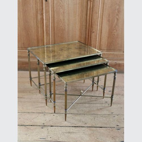 Nest Of three French Brass Side Tables C.1950