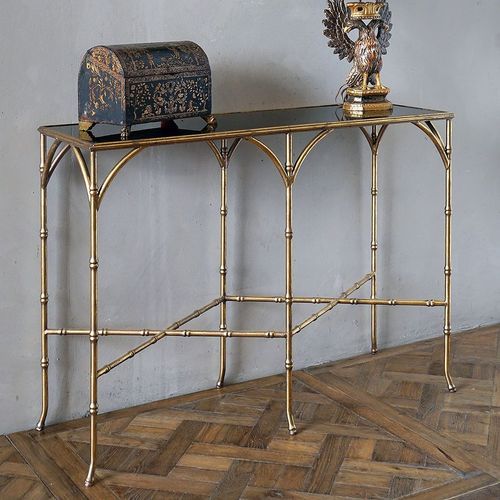 Gilded Iron Faux Bamboo Console