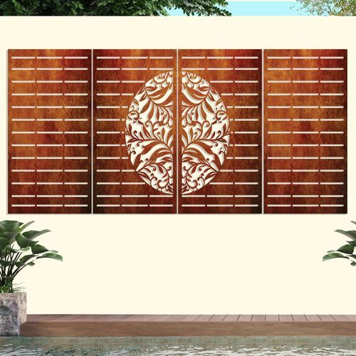 DECORATIVE FENCE PANEL - HALF FERN WITH STRAIGHT LINES