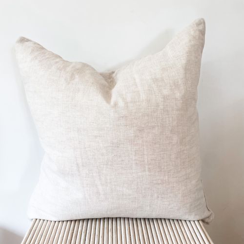100% French Flax Linen Feather filled Cushion- Natural Oat