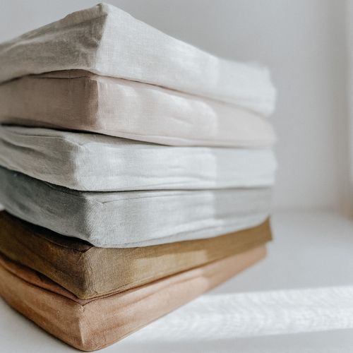 100% French Flax Linen fitted Cot Sheet- Lichen