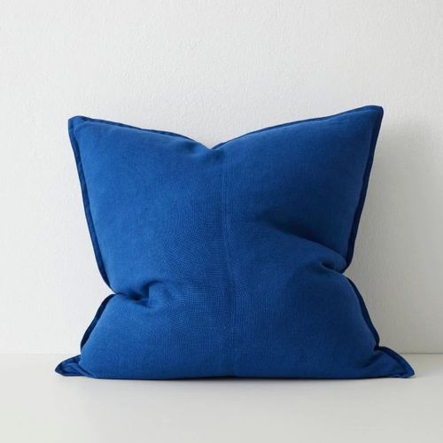 Weave Home European Linen Como Cushion - Cobalt | Square and Lumbar | Three Sizes