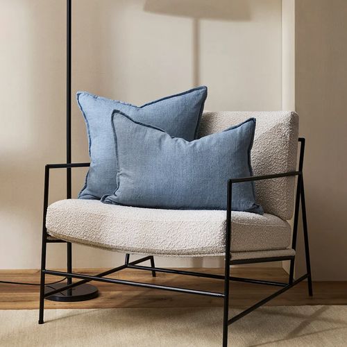 Baya Arcadia Handwoven Linen Cushion - Chambray | Lumbar