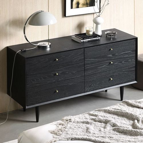 Boden Charcoal Solid Oak 6 Drawers Chest