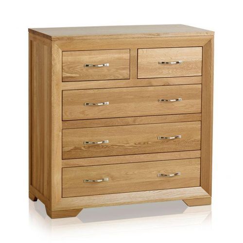 Chamfer Solid Oak 2 Over 3 Chest Of Drawers
