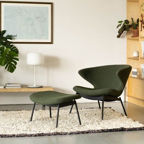 Ella Tubular Lounge Chair-Orsetto-Moss-Black