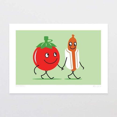 Food Friends 2 - Sausage & Sauce Art Print