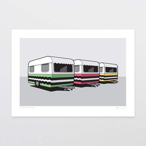 Colourful Campers Art Print