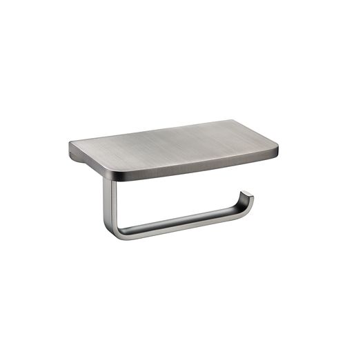 Cubic Toilet Roll Holder with Shelf Brushed Nickel