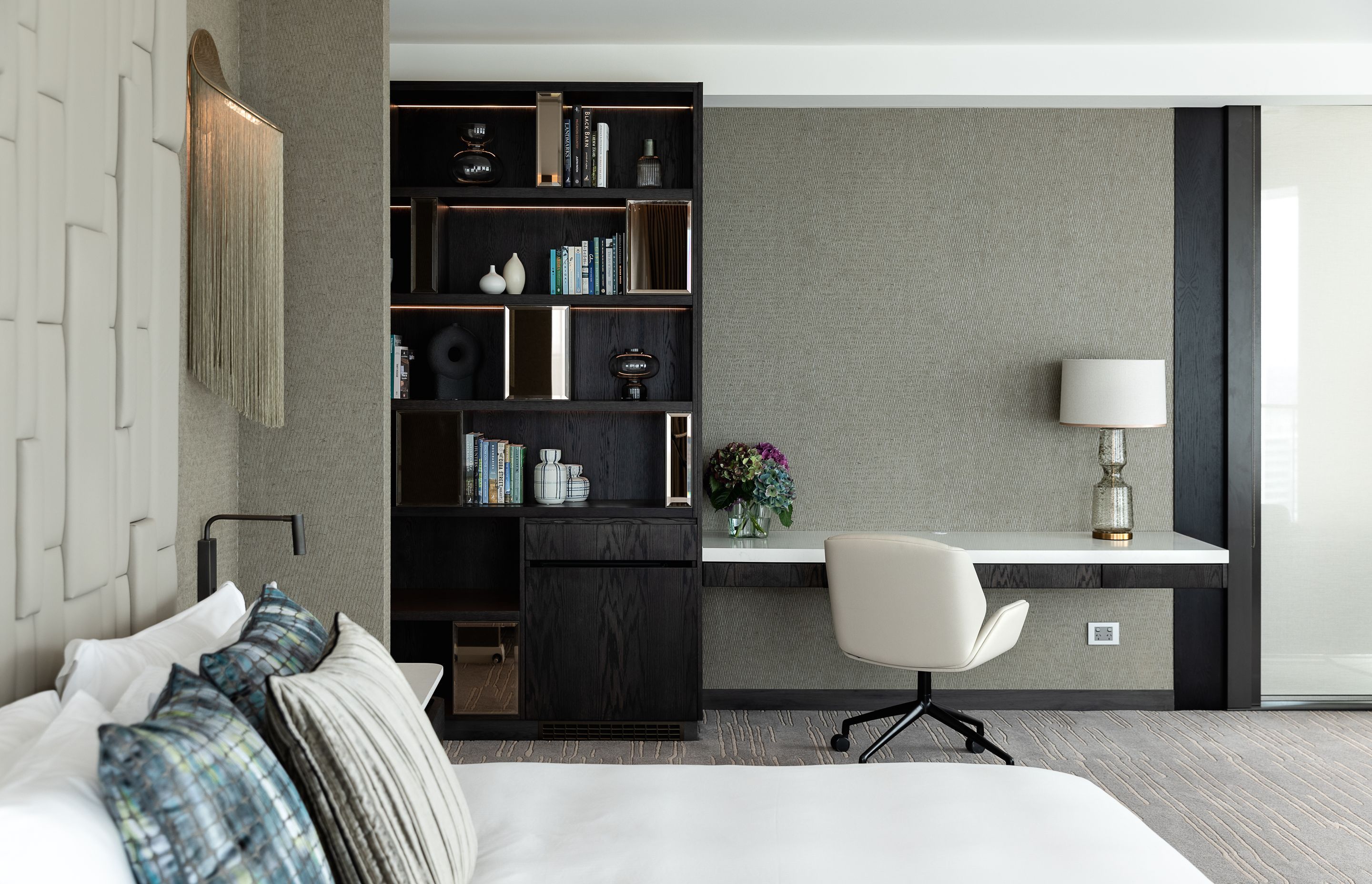 The colour palette of the rooms draws in the soothing biophilic colours of the surrounds.