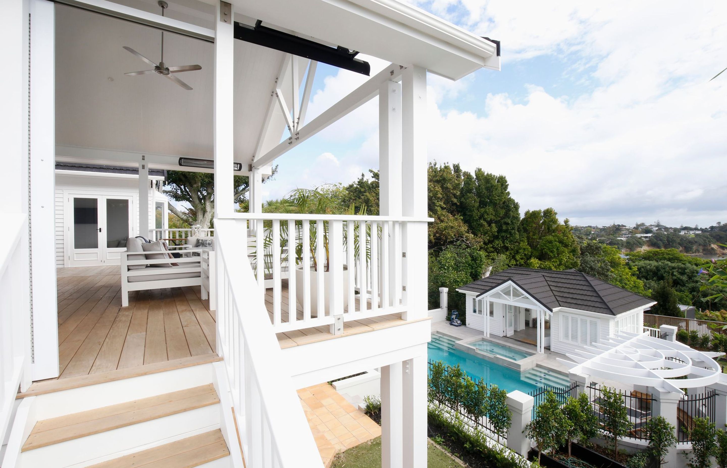 Outdoor living with balcony