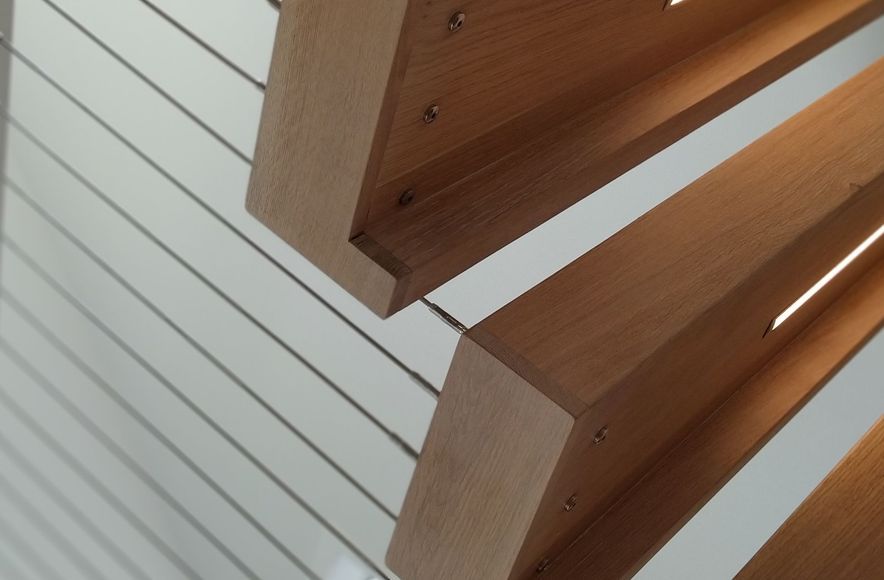 Floating stairs - residential wire balustrade infill