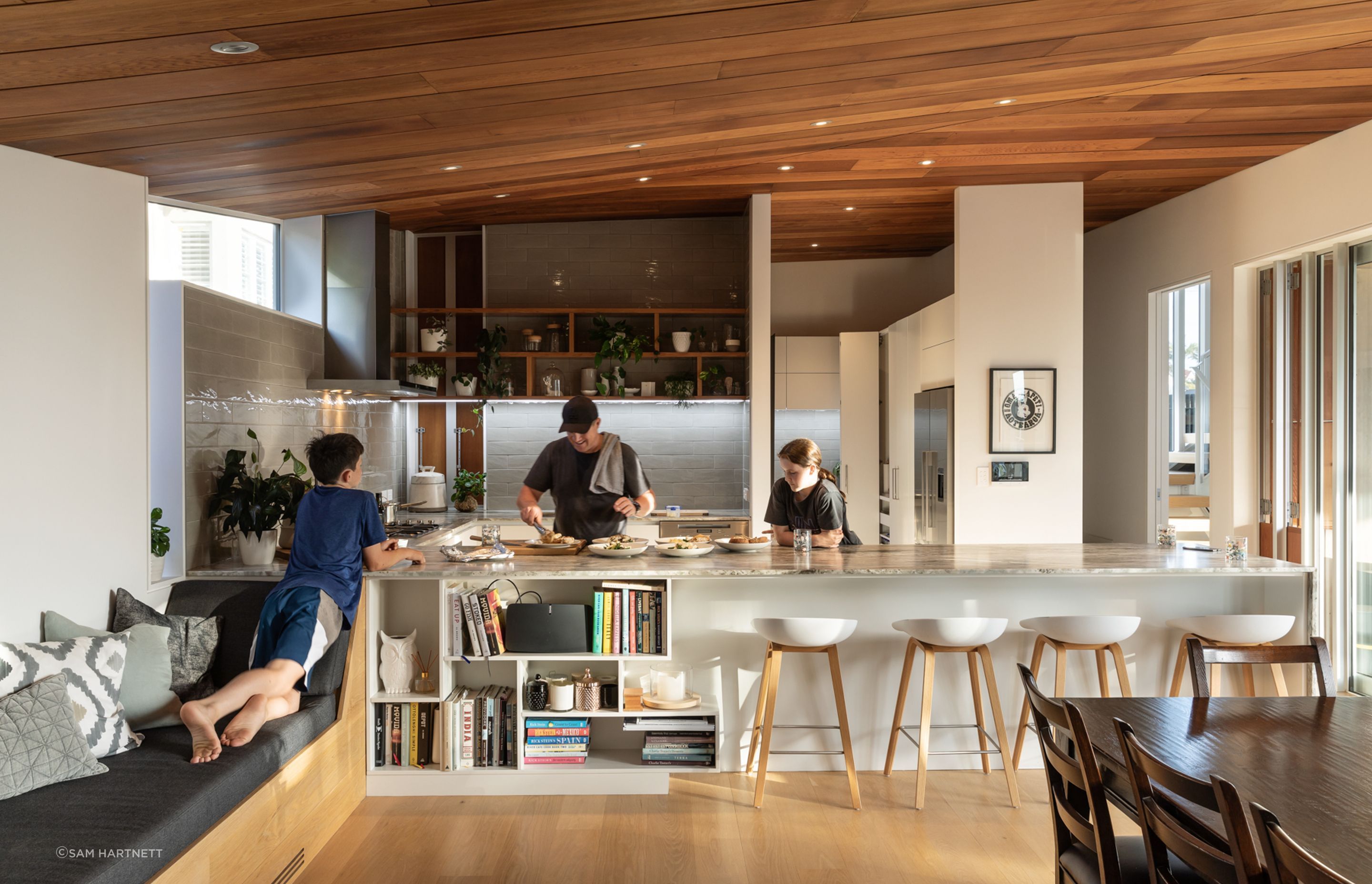 Part of the brief from the client was for there to be ample consideration given to spaces devoted to food preparation, including a large, "chef's" kitchen.