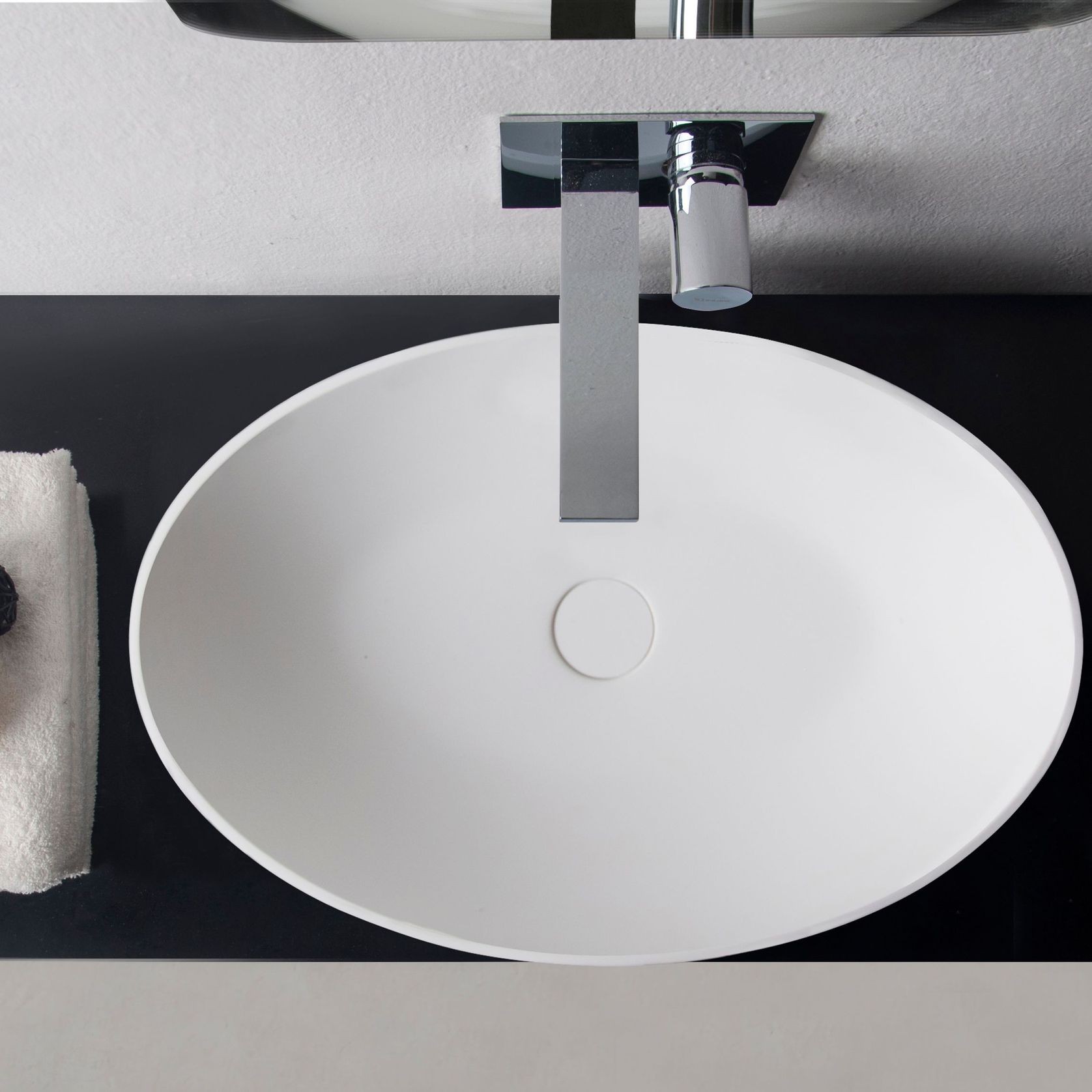 Super-Thin Oval Vessel Basin Solid Surface gallery detail image