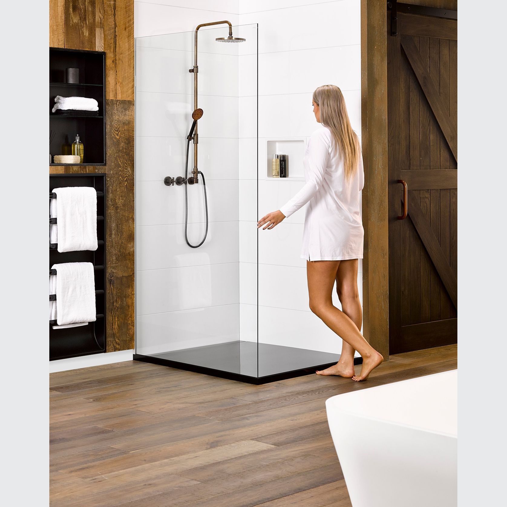 Linea Quattro Tiled 2 Wall Fixed Panel Shower gallery detail image