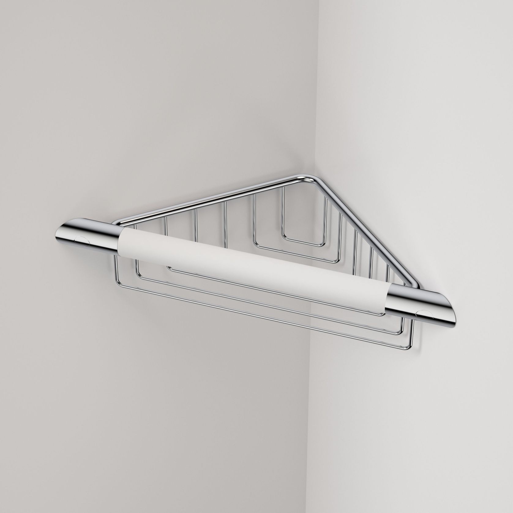 Opal Support Corner Shower Rail with Basket gallery detail image