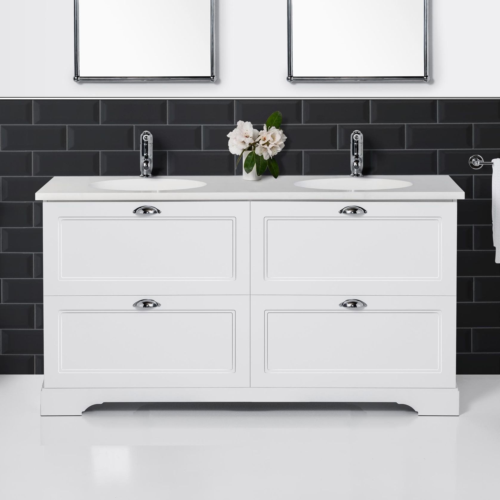 English Classic 1550 Floor Standing Vanity Double Bowl 4 Drawers gallery detail image