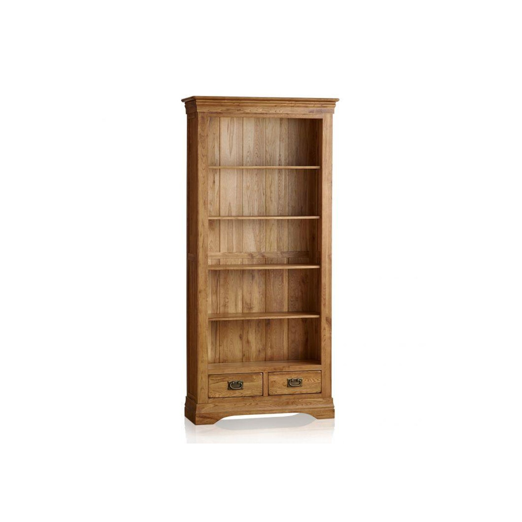 French Rustic Solid Oak Tall Bookcase gallery detail image