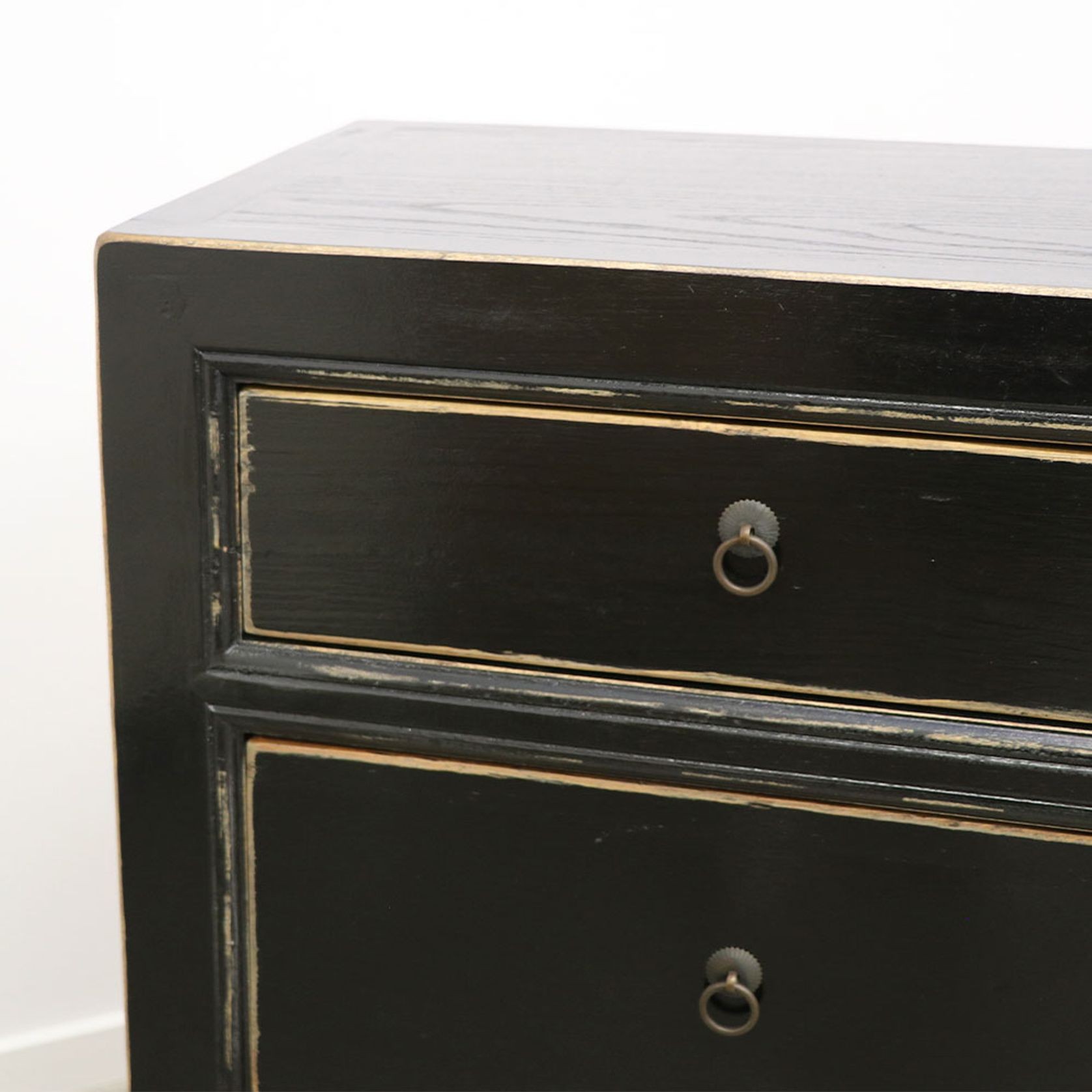Oriental Painted Dresser 6 Drawer Vintage Black gallery detail image