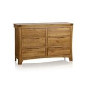 Renwick Rustic Solid Oak Wide 6 Drawer Chest gallery detail image