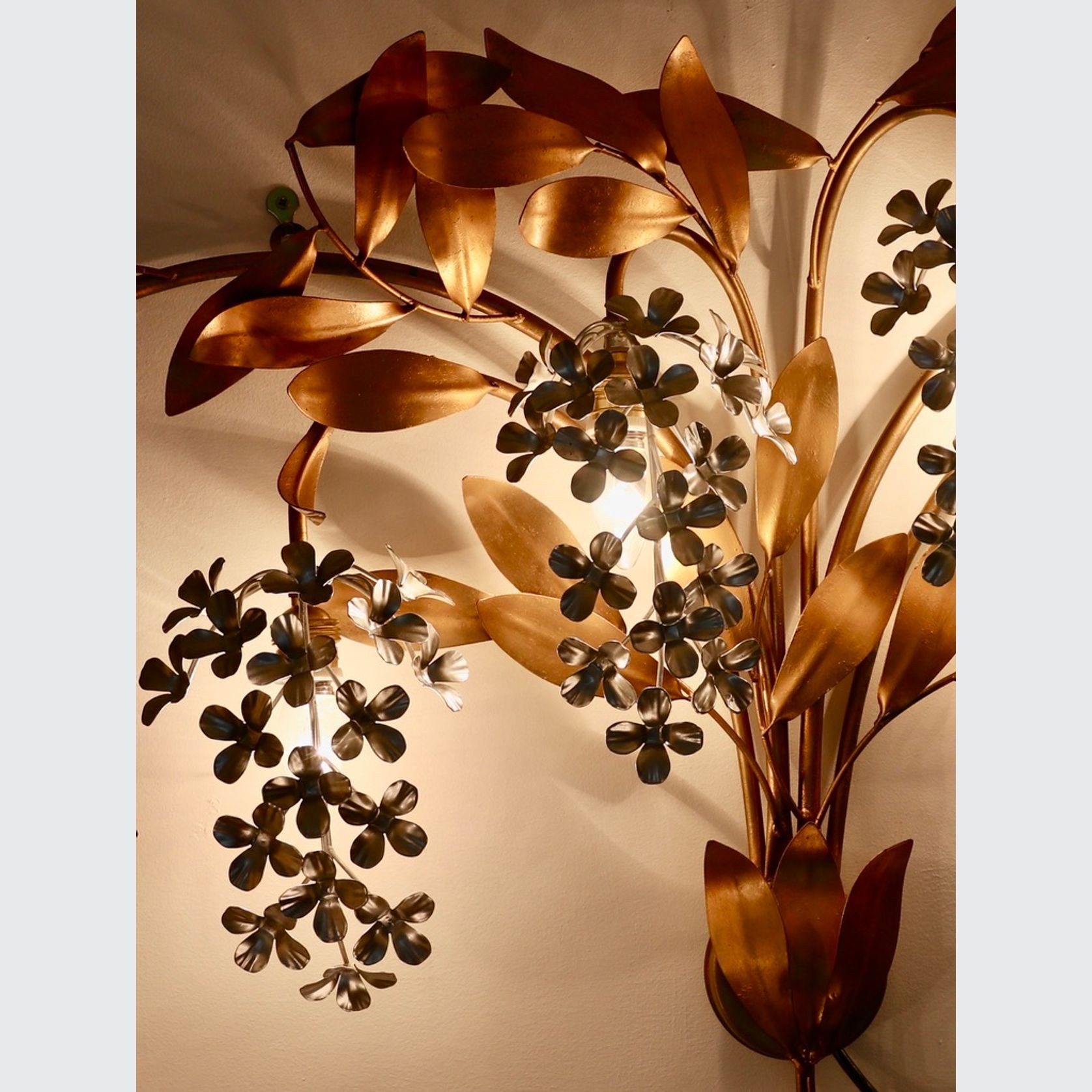 A Mid-Century Gilt Metal Floral Wall Sconce gallery detail image