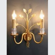 Pair Of Banci Firenze Gilt And Glass Wall Sconces C.1970 gallery detail image