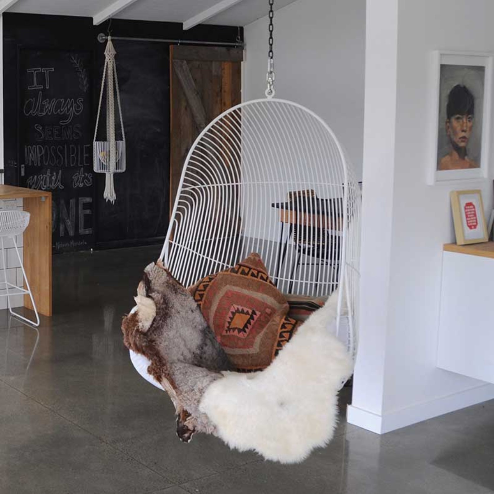 Hokianga Hanging Chair- White gallery detail image
