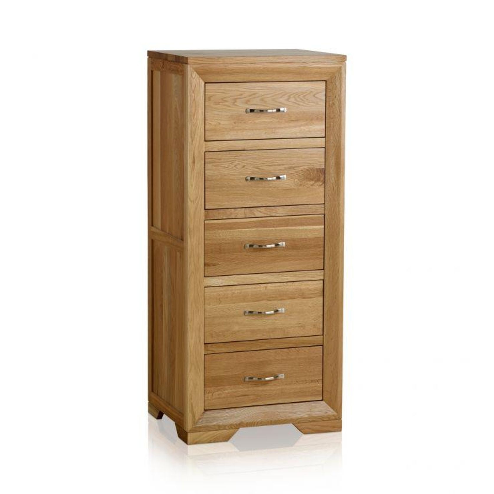 Chamfer Natural Solid Oak 5 Drawers Tallboy gallery detail image