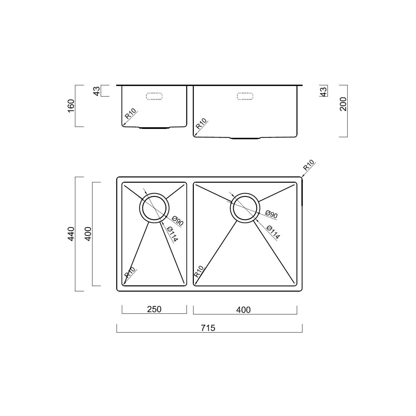 Burns & Ferrall Scratch Resistant Sink Double (DIM715R) gallery detail image