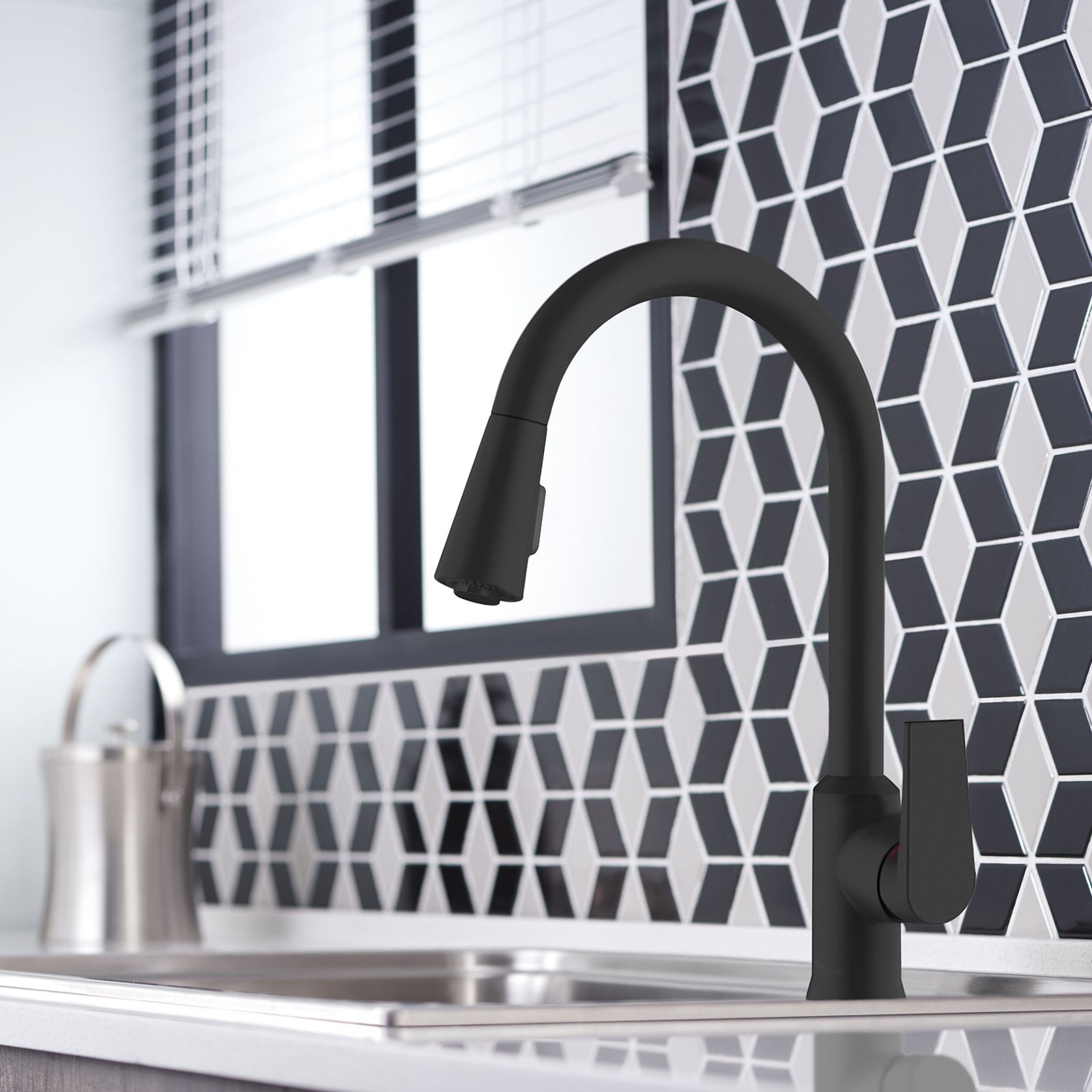 Taut Matte Black Pull Out Spray Kitchen Mixer gallery detail image