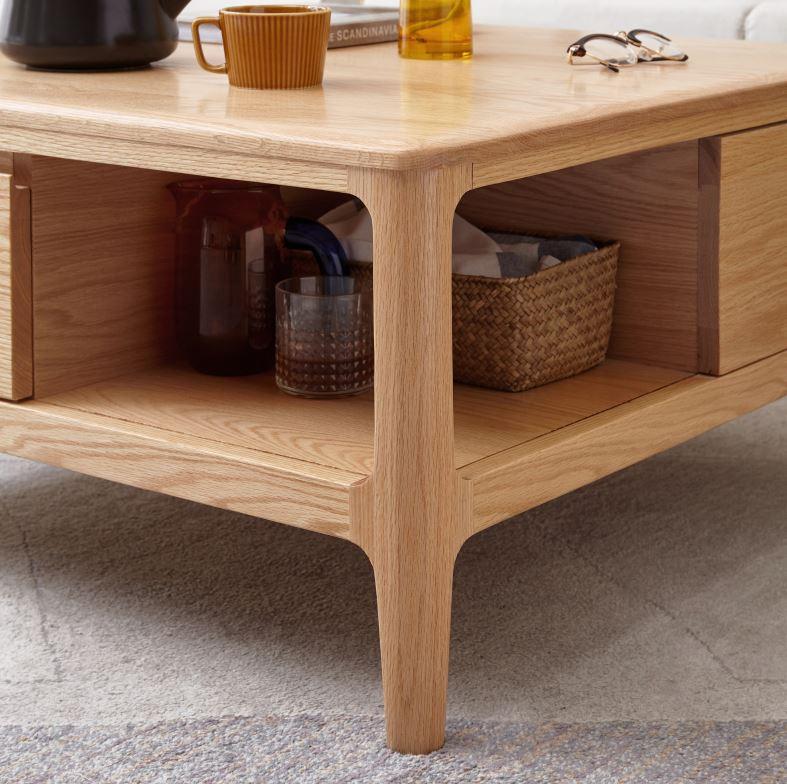 Seattle Natural Solid Oak Square Coffee, Square Oak Coffee Table Nz