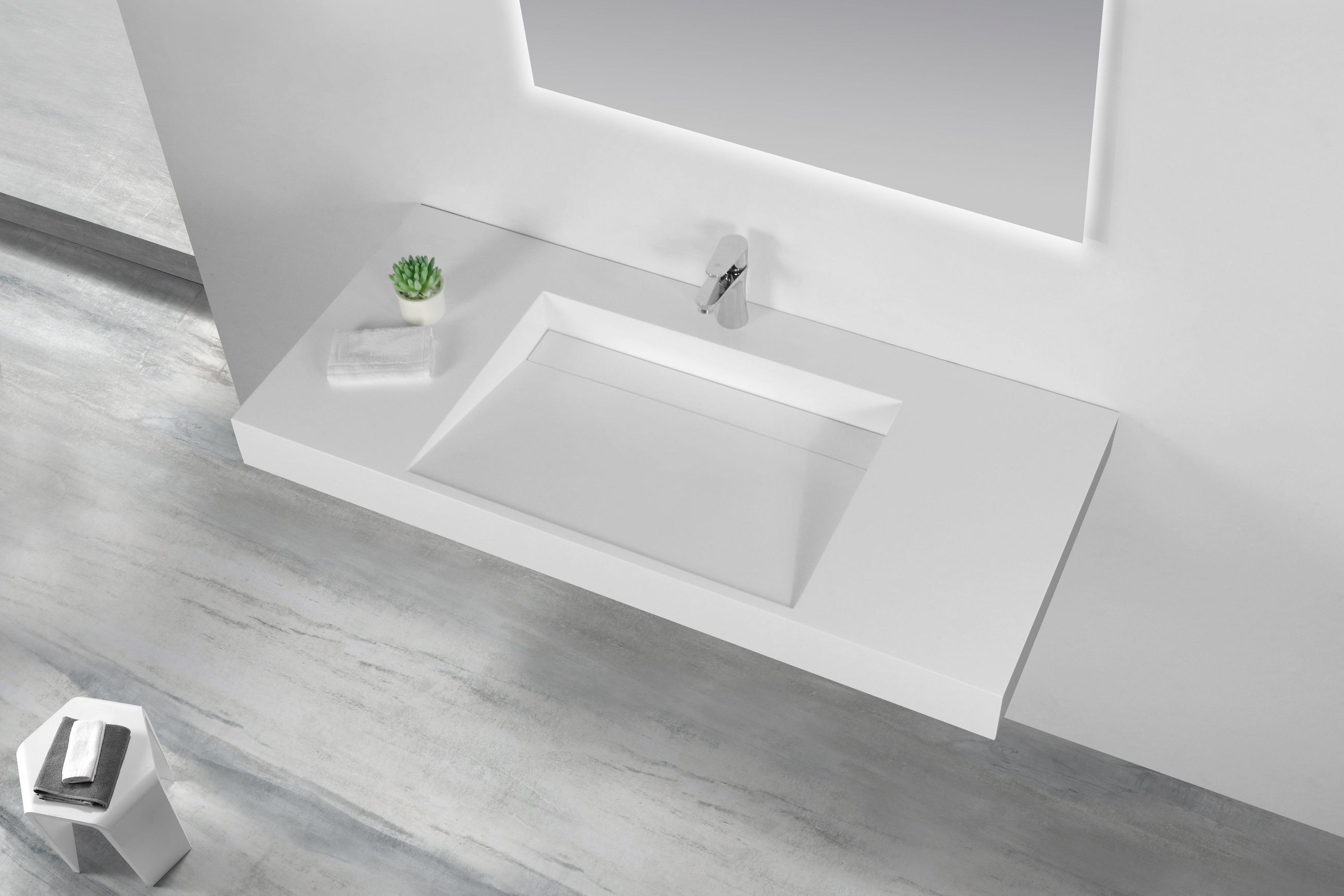 Ramp basin 1219mm Wall Hung Solid Surface B5048