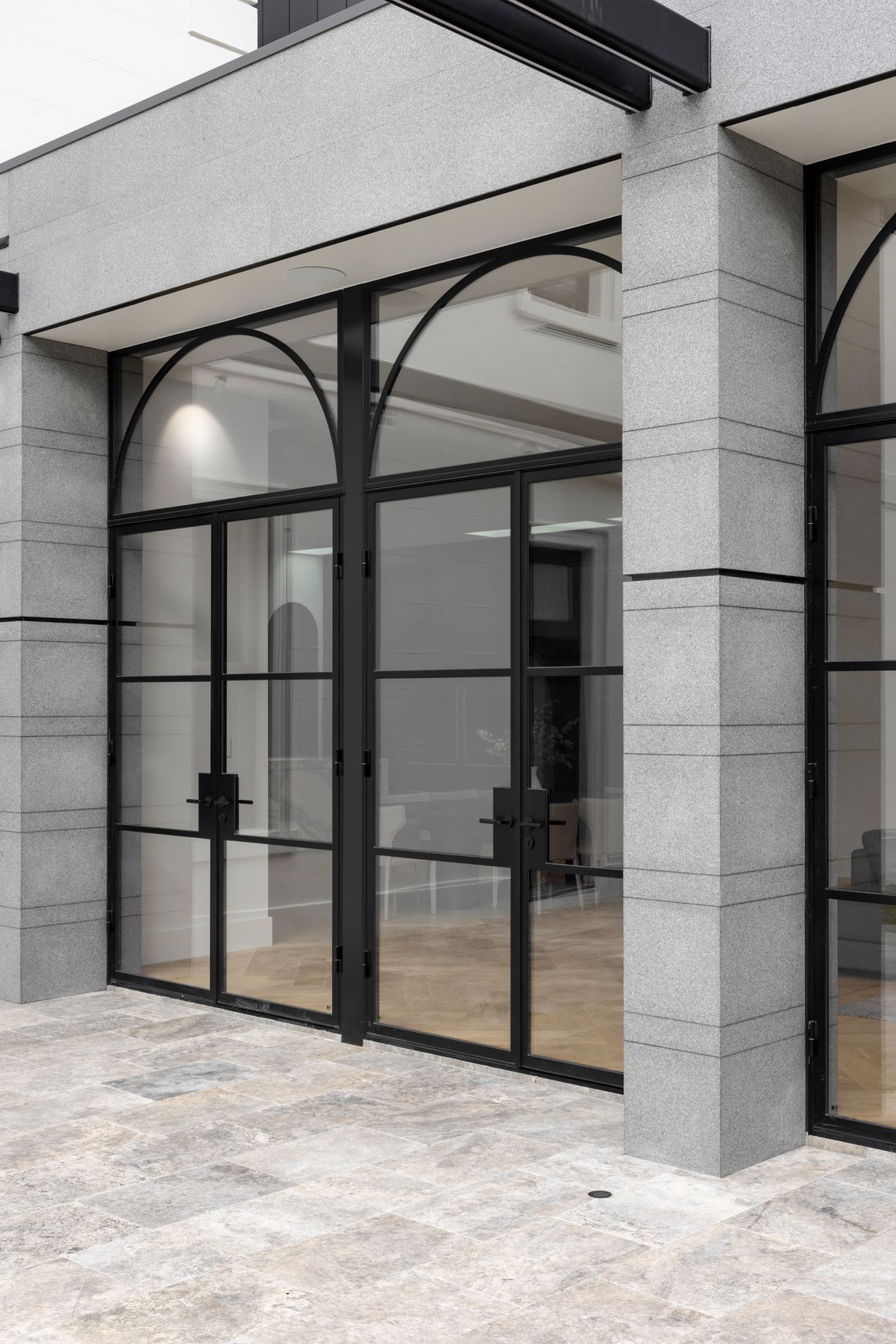 Arch Steel Frame Glass Hinge Doors - Galvanised FPS50
