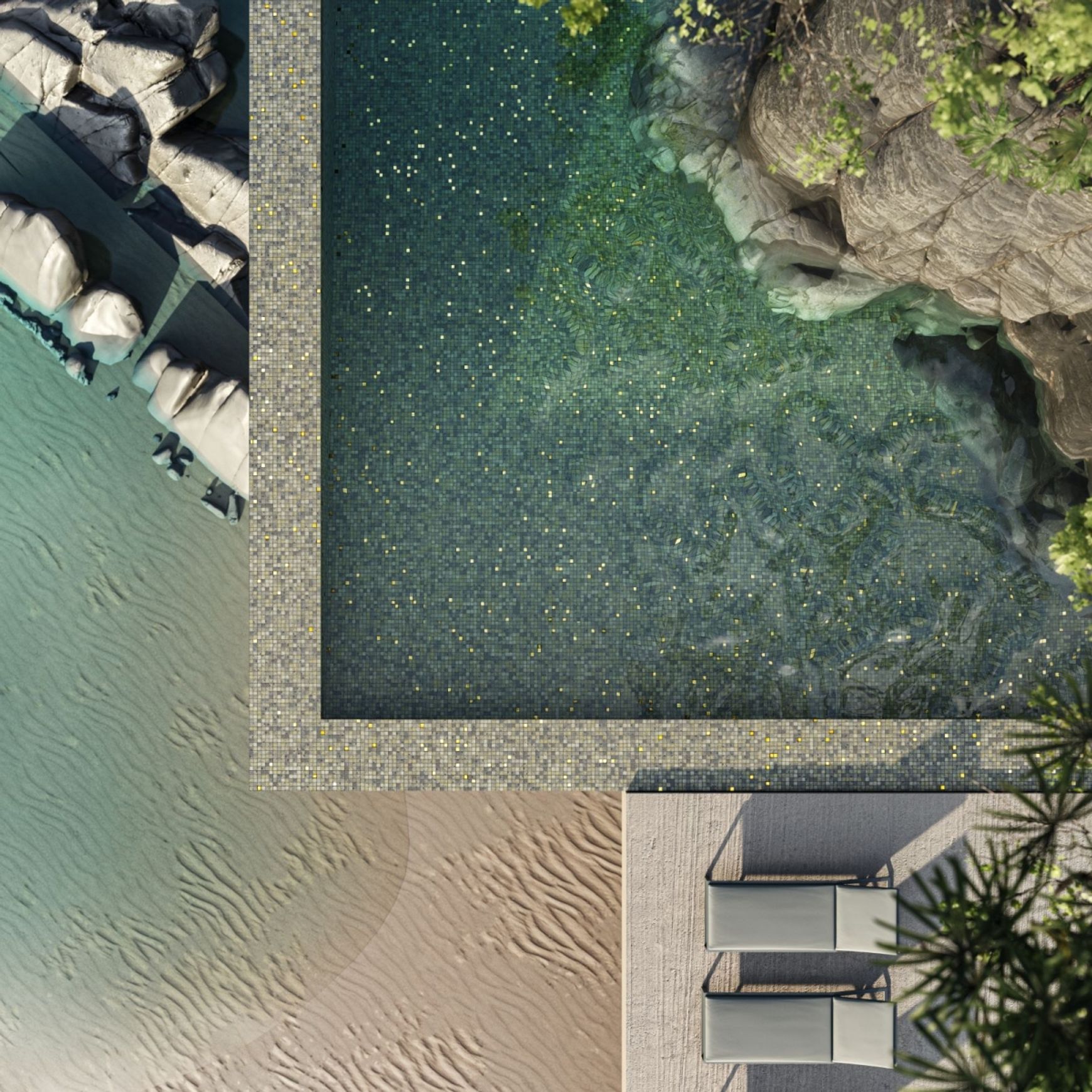 Bali Stone | Gold Mosaics Collection by Ezarri